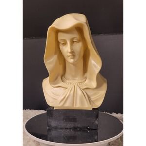 SIGNED Italian Alabaster Marble Bust Virgin Mary Madonna by A. Giannelli